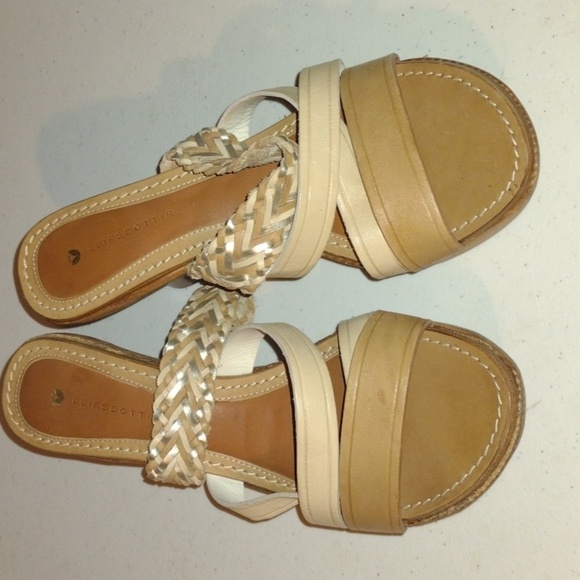 Leifsdottir OLLI  TAN LEATHER PLATFORM WEDGES SIZE9.5 anthropology - Picture 1 of 11